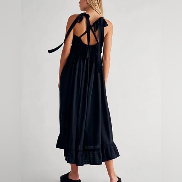 Free People Dresses & Skirts - Free People Gretchen Convertible Pinafore Boho Midi  Dress Women Small Black